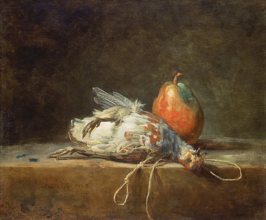 Jean Siméon Chardin - Natura morta con pernice e pera, 1748